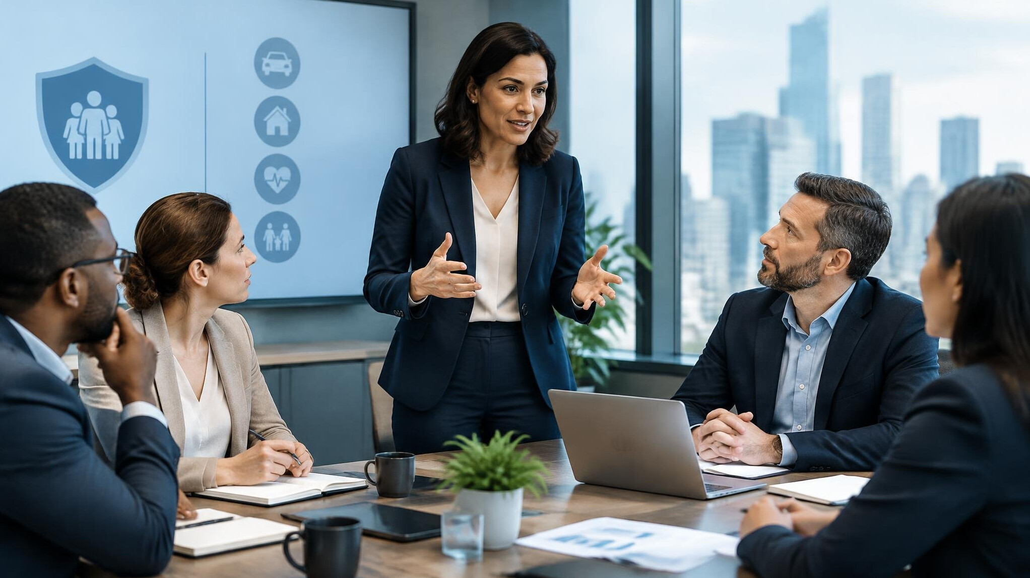 insurance leader in meeting