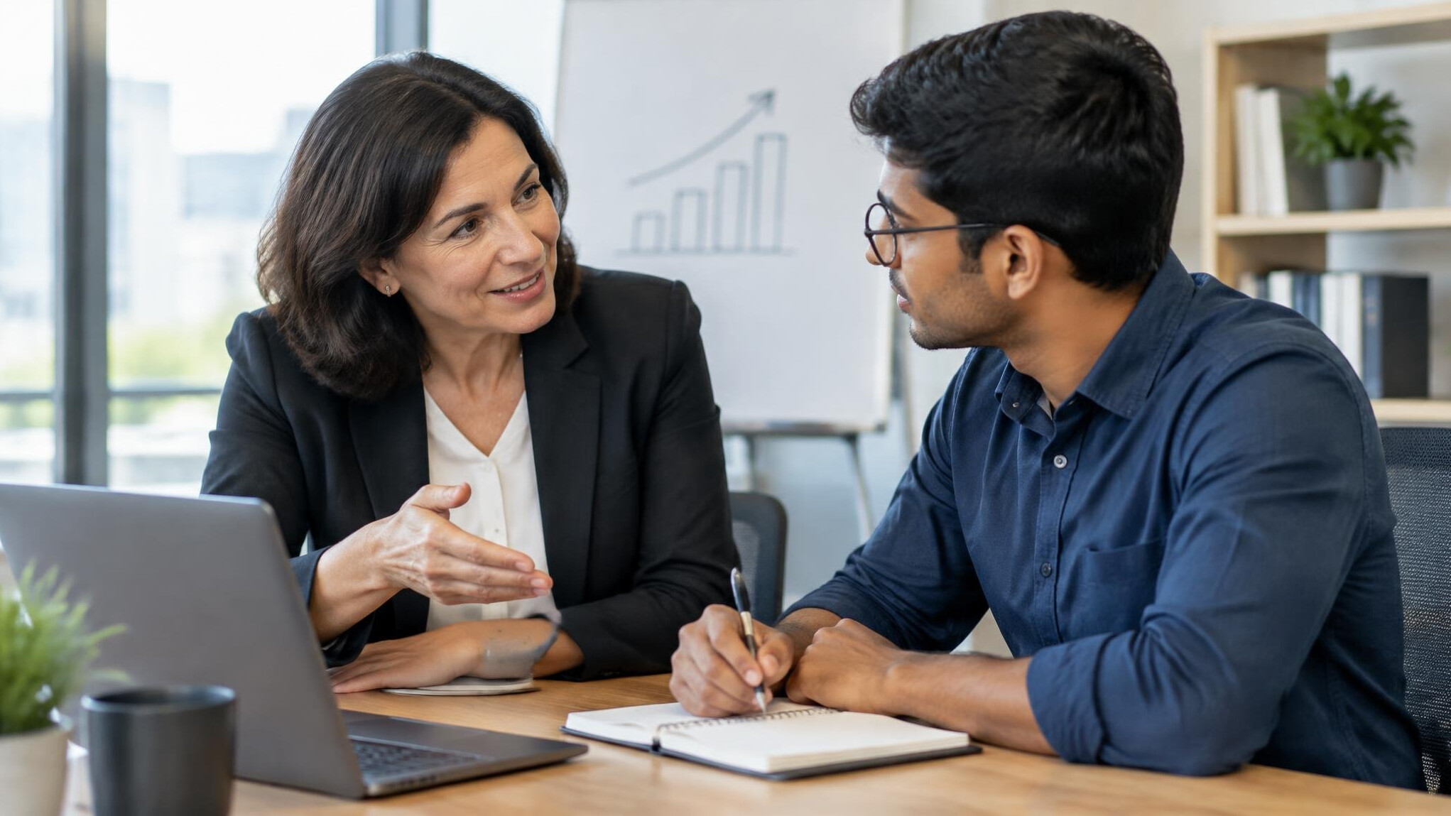 leader mentoring employee