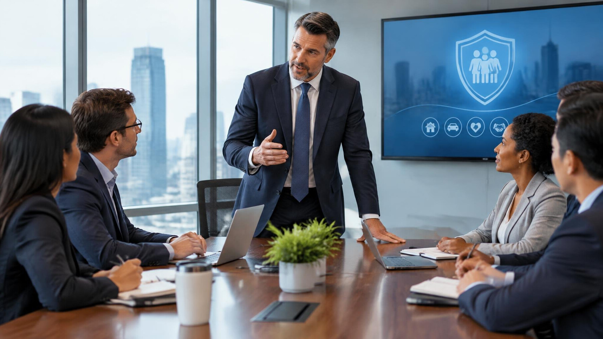 insurance executive leading team