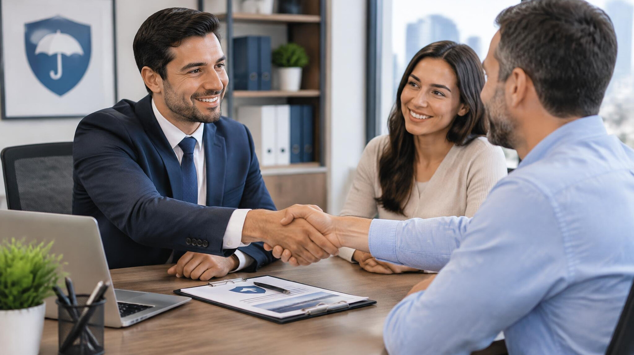 insurance agent with client