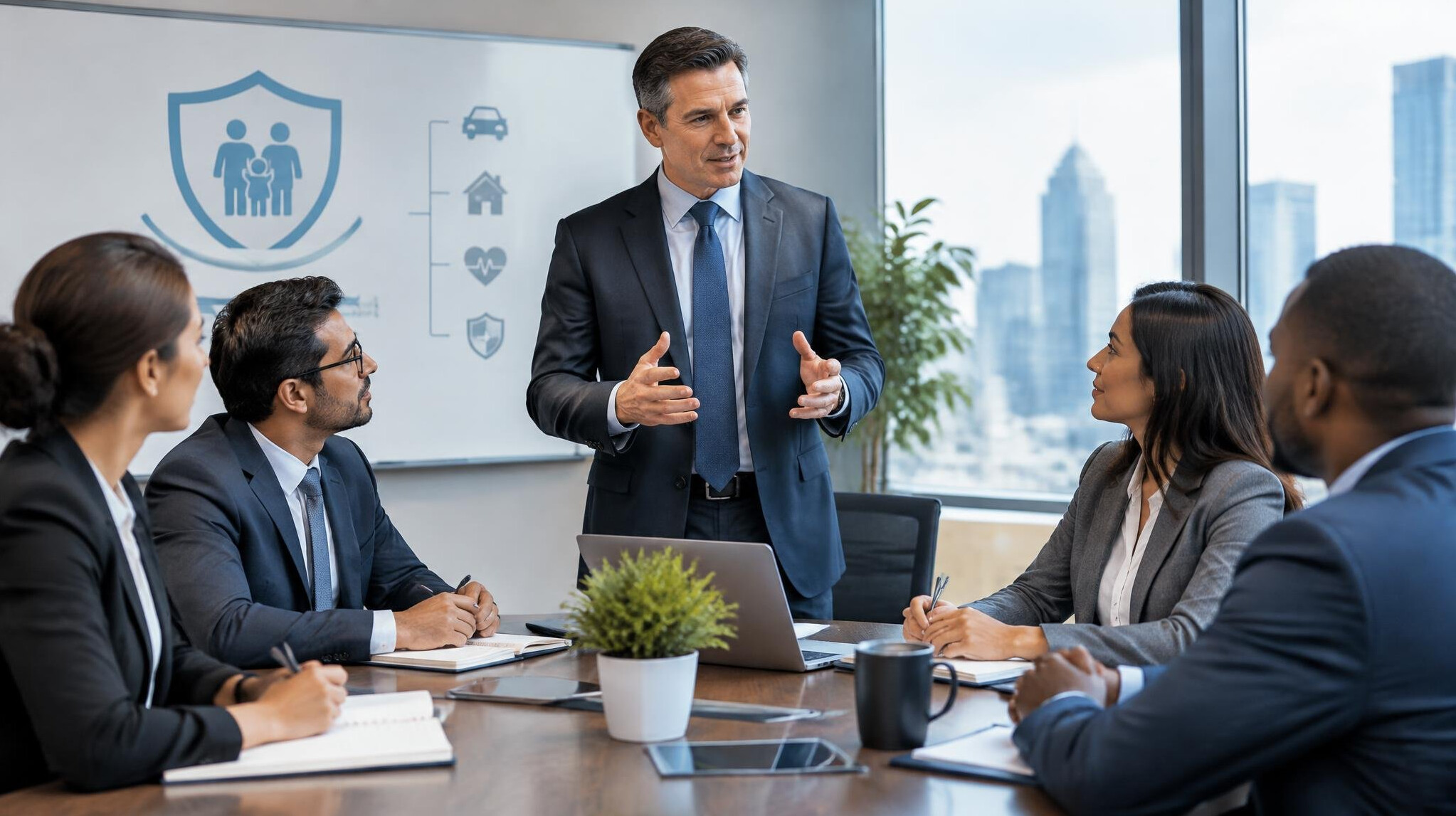 insurance executive leading team