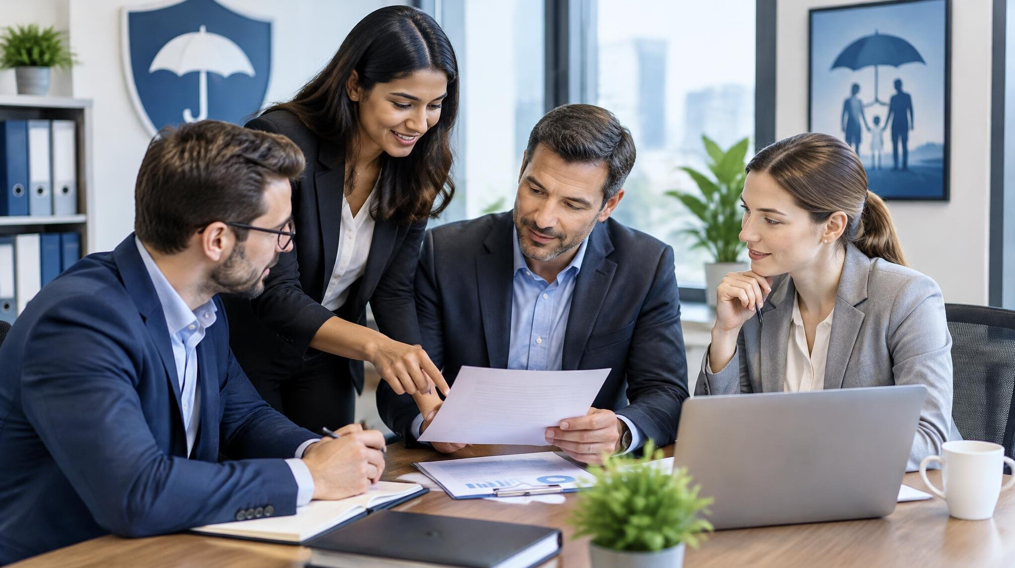 team discussion insurance office