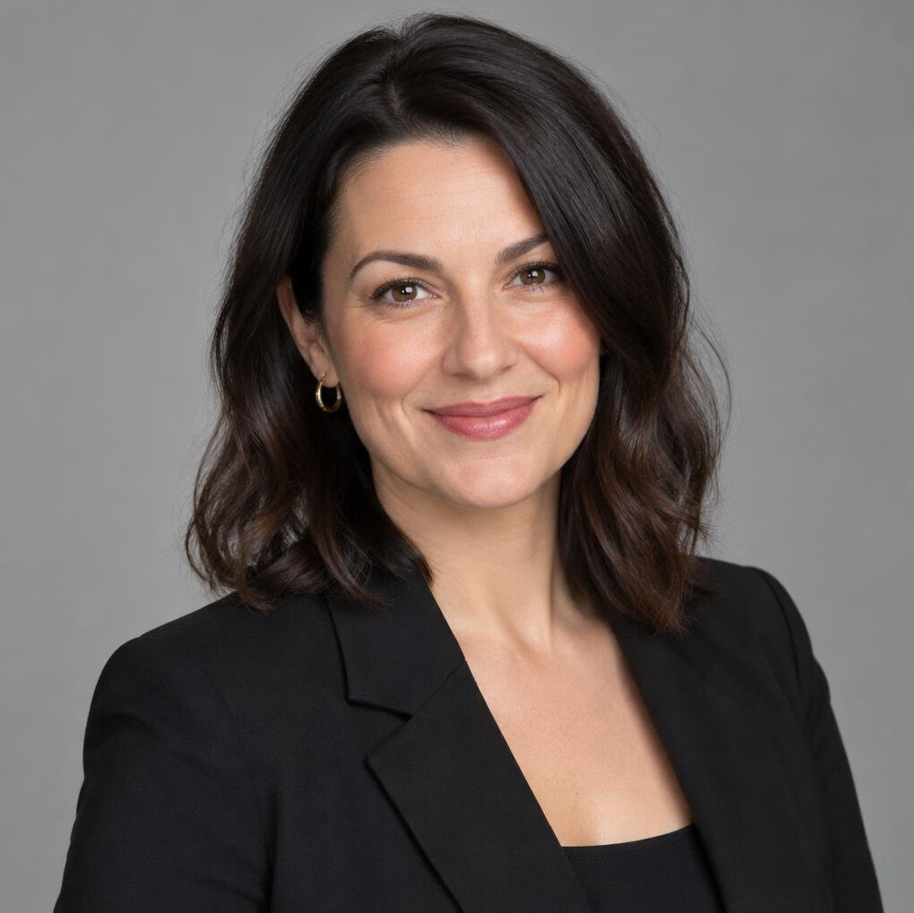 Portrait of a smiling businesswoman with dark hair